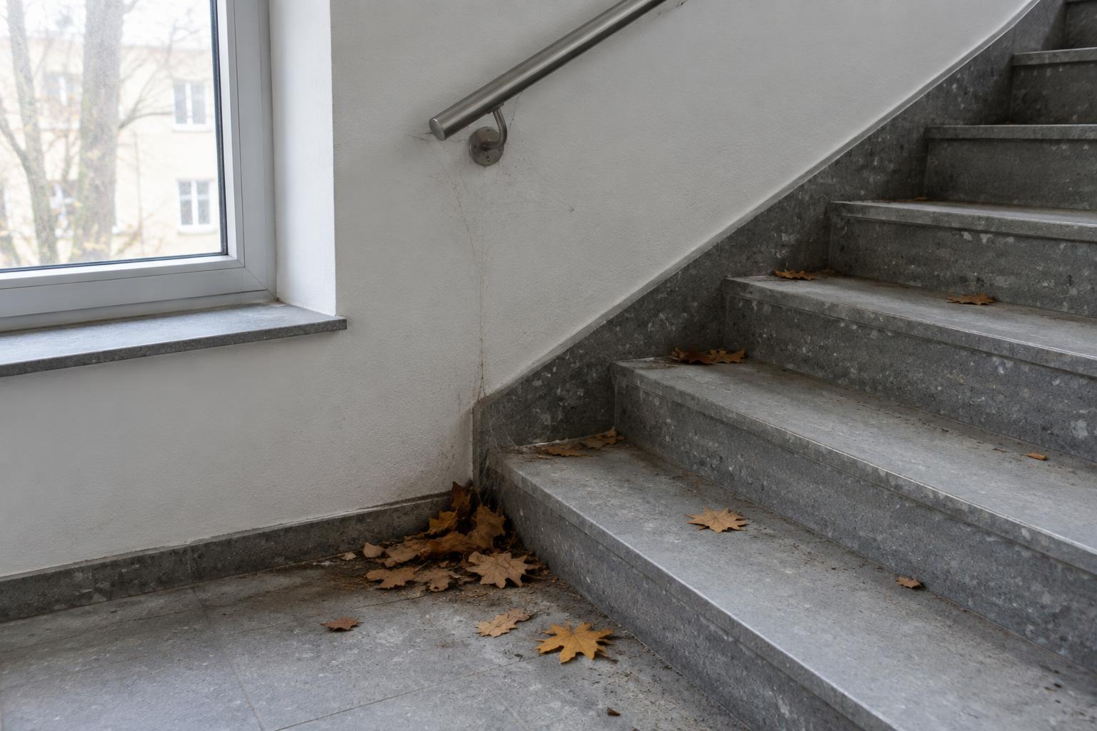 Treppenhaus mit Staub & Laub vorher